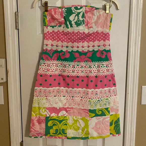 Lilly Pulitzer Dresses & Skirts - Lilly Pulitzer White Tag Strapless Patch Dress 4